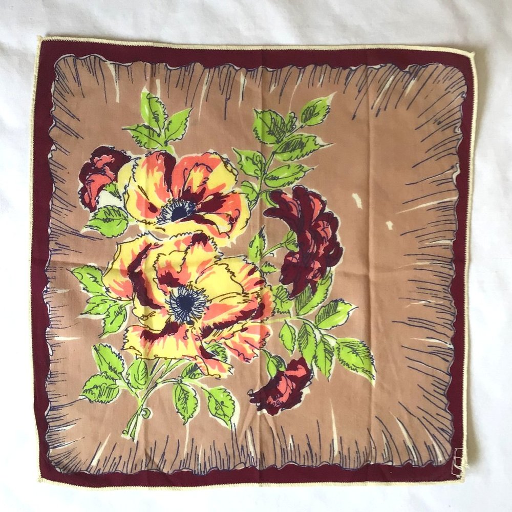 Vintage Vibrant floral design handkerchief